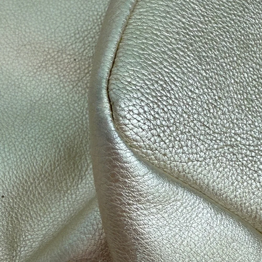 Metallic Pearl Shoulder Hobo with Tan Strap - Picture 6 of 16